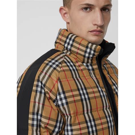 mens burberry reversible vintage check down-filled puffer jacket|Burberry .